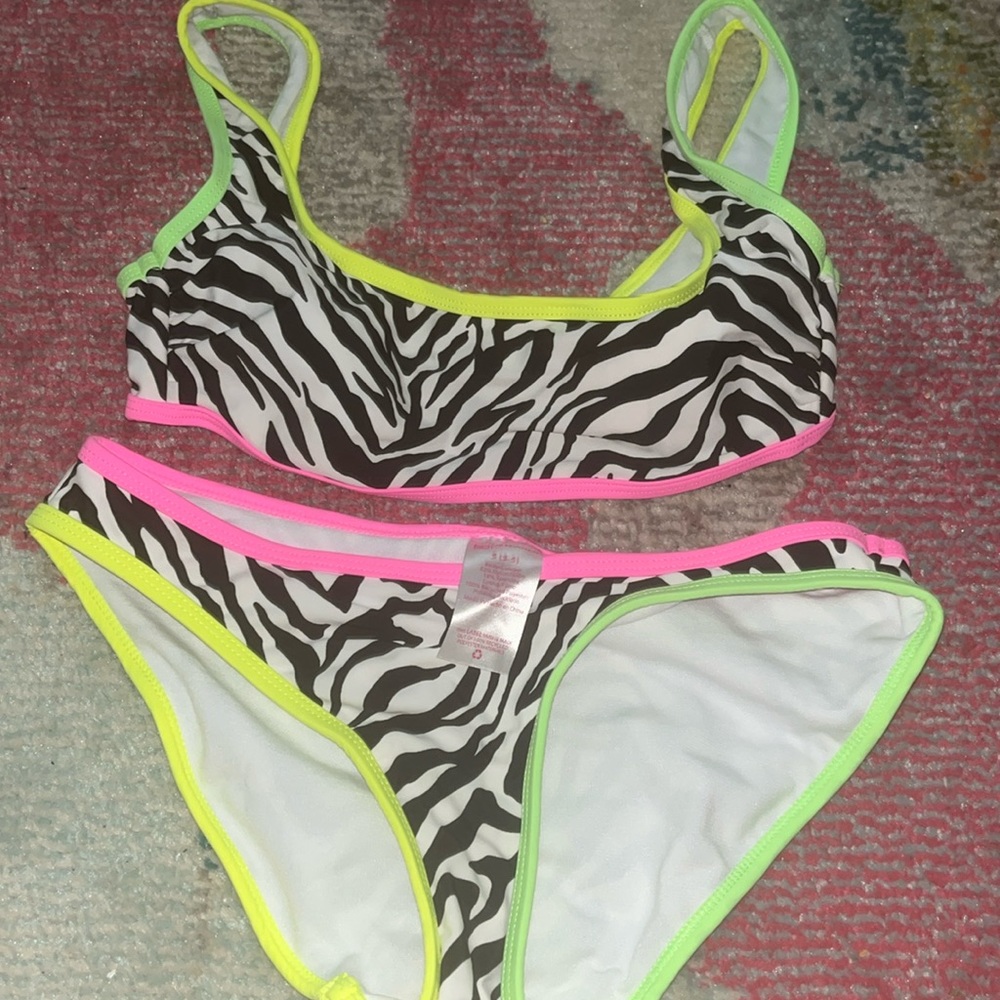 zebra print neon bikini